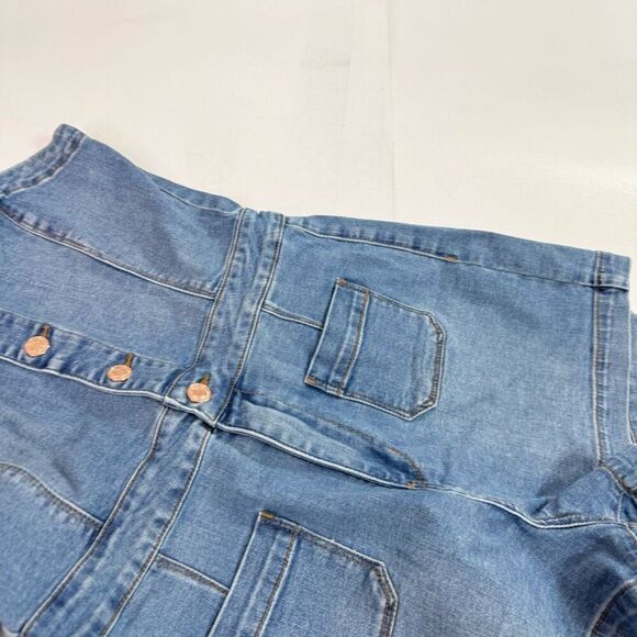 Guess Shorts Romper Women Medium y2k Mid Wash Blue Denim Button Front Sleeveless - Picture 16 of 16